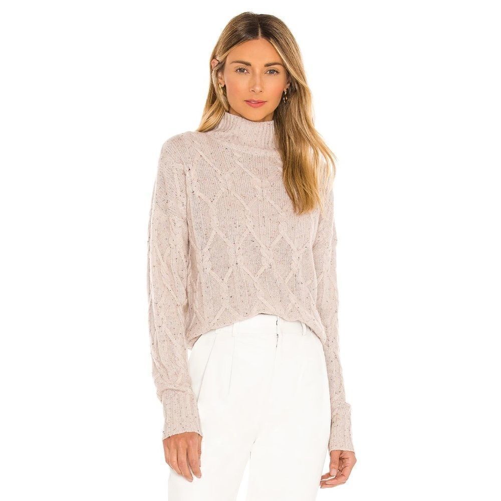 ISO 360 cashmere miriam mock neck cable knit sweater